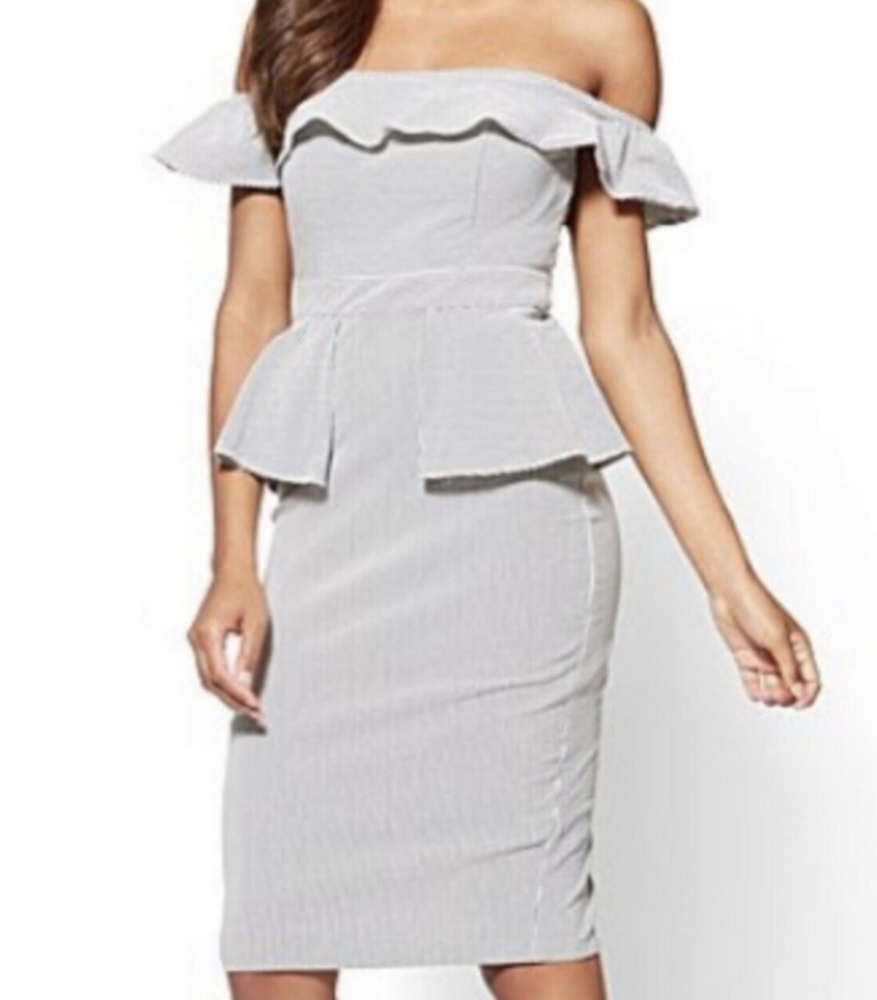 🆕 New York & Co Striped Peplum Dress